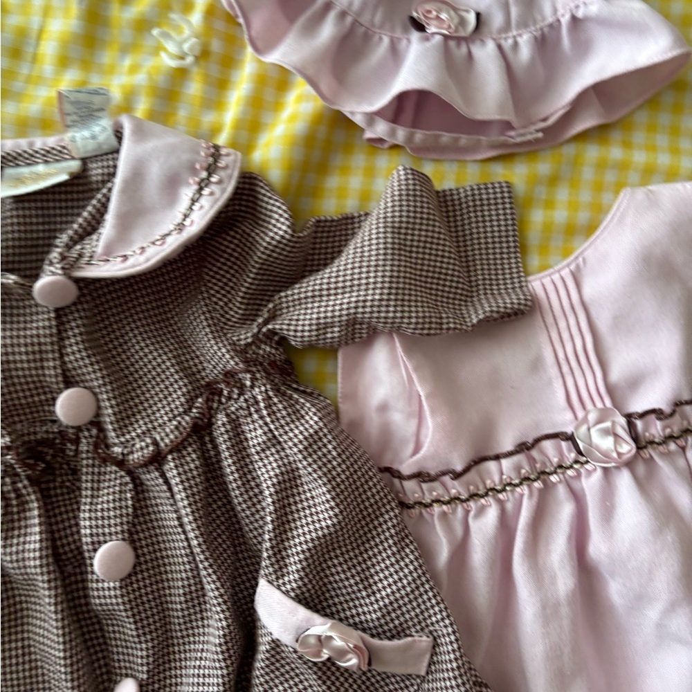 Vintage preppy Pink and Brown Baby Dress Set